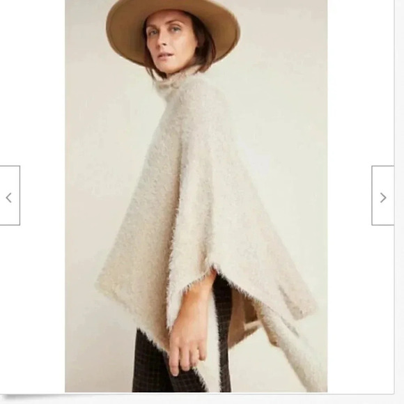 Anthropologie Akemi + kim One Size Beige Lara Eyelash Poncho Sweater NEW! - Picture 2 of 8